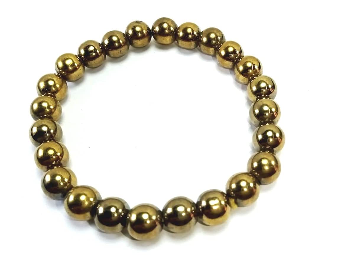 Pyrite Beaded Bracelet Healing Crystal Bracelet hand 8 mm size approx. Gold (B09X3DXV2J) Amazon Price History, Amazon Price Tracker