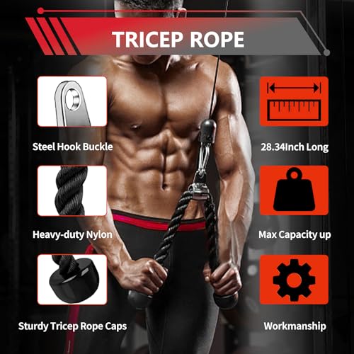 LAT Bar Cable Attachment with Rubber Handgrips, Deluxe Heavy Duty Solid Curl Bar Revolving Hanger Home Gym Cable Attachments (White Set +48 in Lat Bar) by WNOEY - Image 4