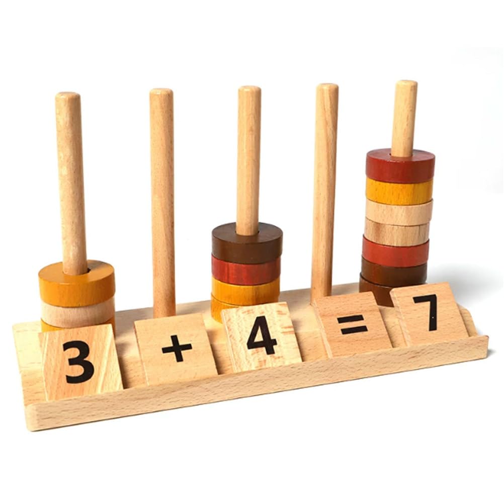 ttnmrc Montessori Addition Counting Bead Set | Wooden Math Stacking Game | Kids Early Arithmetic Educational Toy