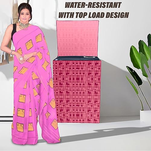 Image of Kuber Industries Top Load Semi-Automatic Washing Machine Cover - Soft PVC, Shelf Check, Maroon