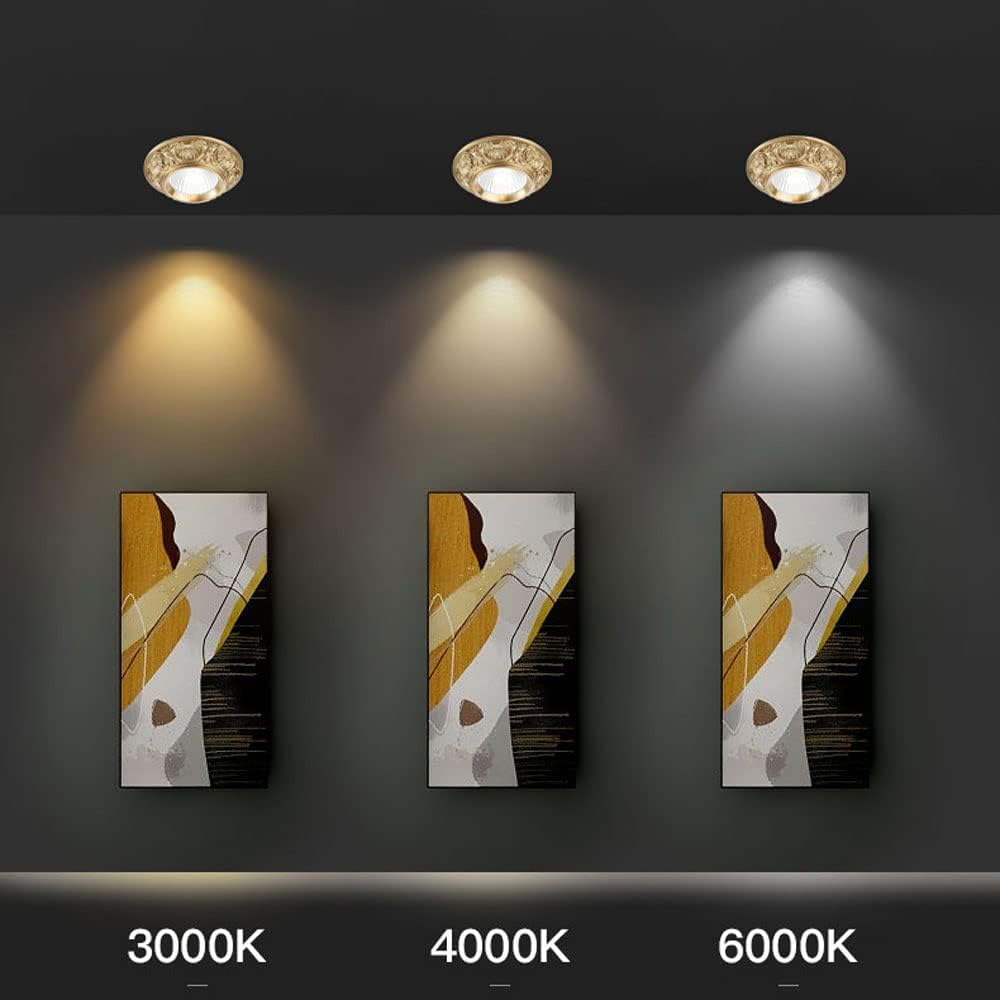 USMJQVZ 4 Pack Copper LED Recessed Lighting Spot Light 5W,7W,10W,12W American Retro LED Recessed Lighting Spot Light Led Full Copper Engraving Downlight Retrofits,