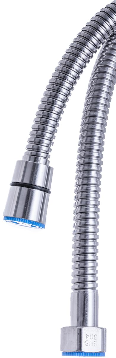 YoiYee 1.2m 304 Stainless Steel Universal Replacement Shower Hose with Washer, Short, Flexible, Anti-Kink, fit Shower Head and Hand-Held Bidet Tap Spray Head in Bathroom/Toilet/Garden, Chrome