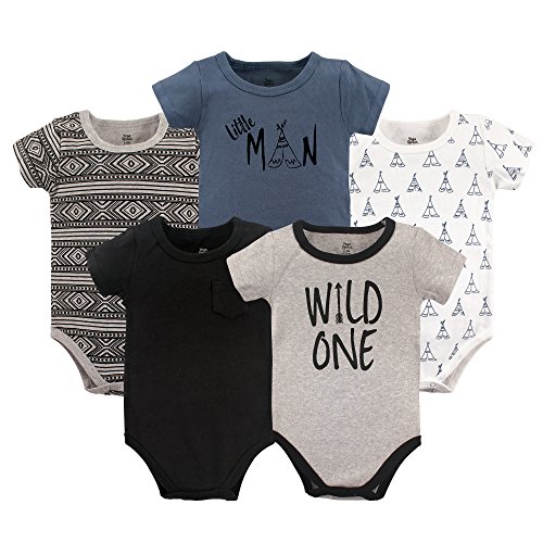 Yoga Sprout Unisex Baby Cotton Bodysuits, Wild One Short-Sleeve, 0-3 Months