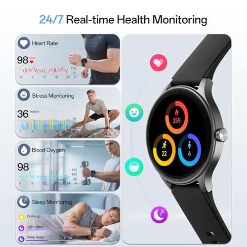 Image of Woneligo Smart Watch,1.57inch AMOLED Touchscreen Fitness Watch for iPhone & Android,Heart Rate /Sp02 /Sleep Monitor,110+ Sport Modes IP68 Waterproof Bluetooth Calls,2 Bands (Black, 1.27)