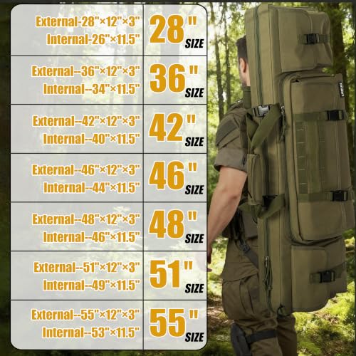 Image of 28 /32 /36 /42 /46 /48 /51 /55 inch Double Rifle Case Soft Gun Bag Tactical Backpack | Portable Long Rifle Bag for Outdoor Hunting Shooting, Gun Case Firearm Storage & Transportation, Hunting Shooting Range