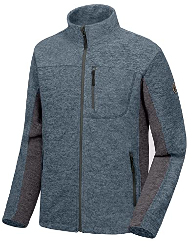 Little Donkey Andy Men's Winter Warm Polar Fleece Golf Jacket Lightweight Thermal Hiking Running Travel Jacket Stormy Weather Heather XL