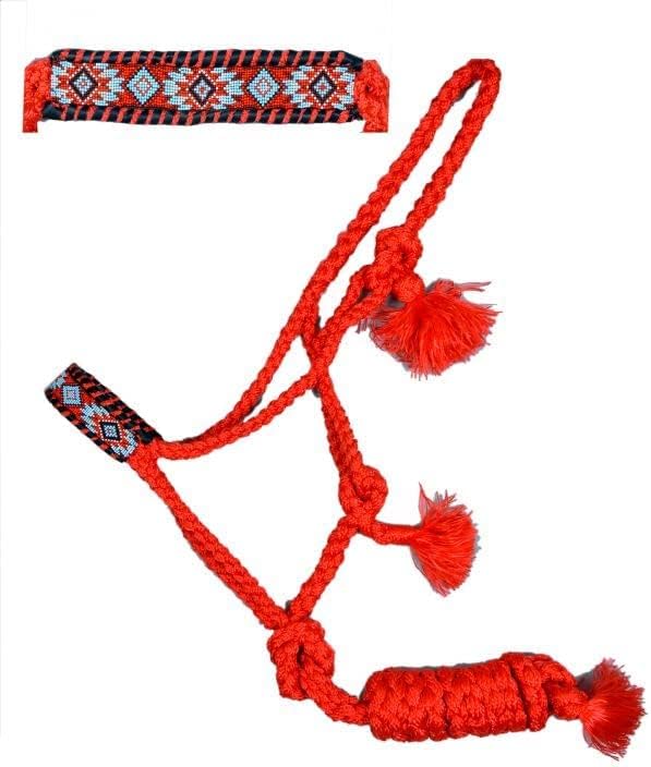 Showman Cinta de nylon tejida roja con diseño de cuentas Southwest