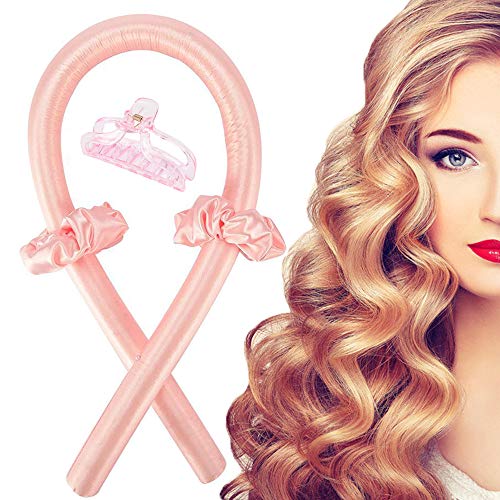 Heatless Hair Curlers for Long Hair,No Heat Hair Rollers,Heatless Curling Rod Headband Silk,Heatless Curls Curling Ribbon Lazy Curler Hair Styling Rollers Tools for Women Girls (Pink)