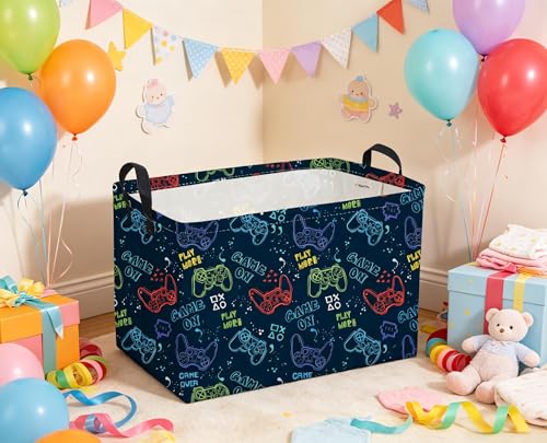 Image of Sanjiaofeng Rectangular Game Basket for Kids,Kid Games Controller Bin,Cool Baby Storage Basket,Baby Storage Bin,Gift Baskets,Room Decor(Line Game Console)