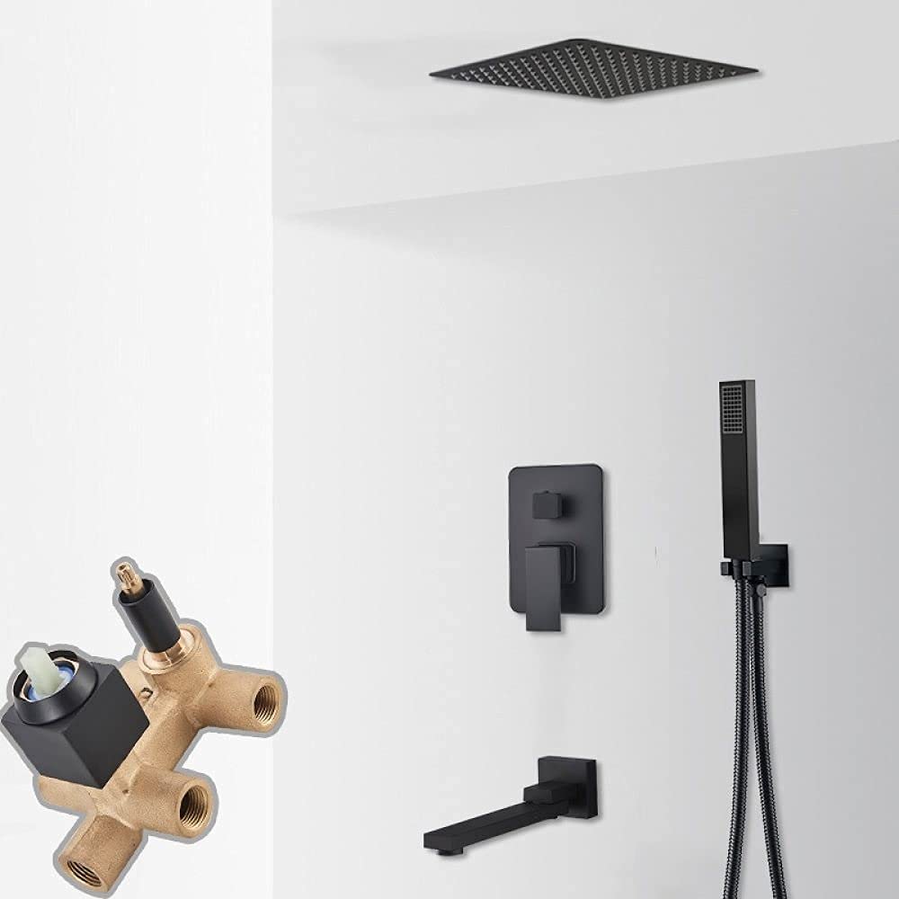 Système de douche de plafond noir mat cascade et pluie haut de gamme NMDCDH