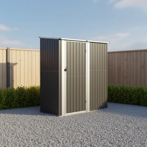 Caseta de jardín Antracita, 180,5 x 97 x 209,5 cm, Acero galvanizado, caseta de jardín metálica con Suelo, Robusta y Duradera, cobertizo para Herramientas y Equipos de jardinería.