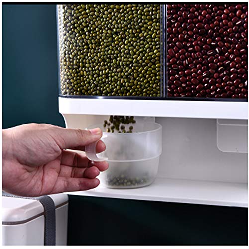 Wall Mounted Dry Food Dispenser - 2-Grid Storage Kitchen Food Dry Food Dispenser, Wall Mount Dispenser for Candy Granola Nuts Beans Not for Oatmeal (3000ML) - Thumbnail 4
