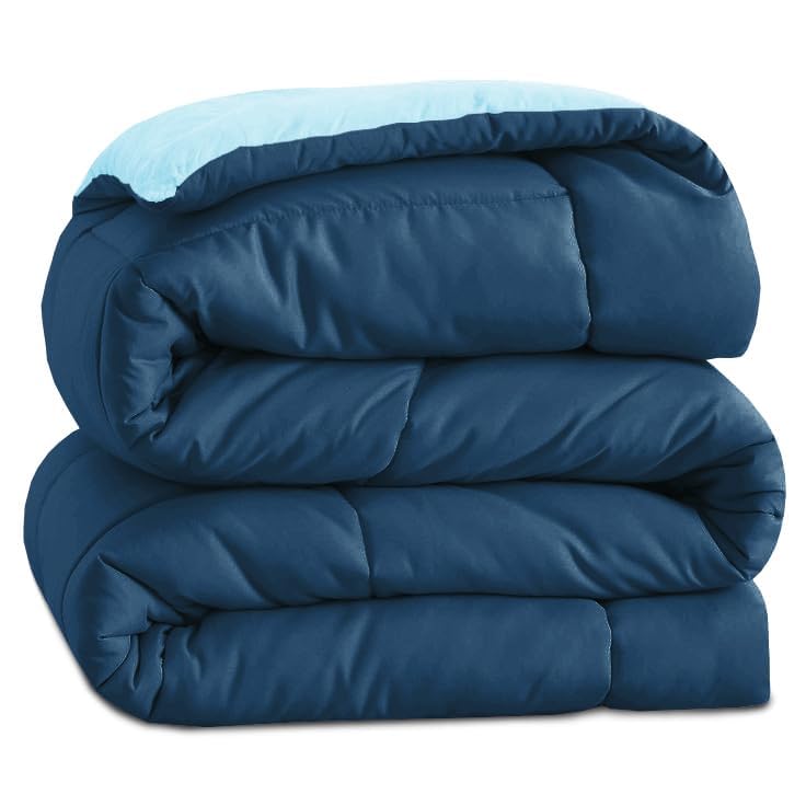 Image of Dream Living Microfibre All Season /AC /Summer Solid Reversible Single Bed Comforter Blanket (Aqua-Blue Single, Single-152X220)