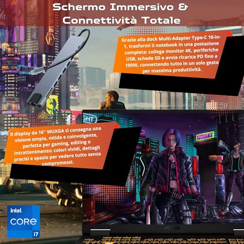 TUF Notebook Gaming 16" WUXGA | IIntel Core i7-14650HX | RTX 5050 8GB | 16 GB RAM DDR5 | SSD 512 Nvme | Win 11 | Laptop Gaming Nuovo | Tastiera RGB Italiana | HDMI | Wi-Fi 6 | Bluetooth 5.3 - Notebook - Immagine 3