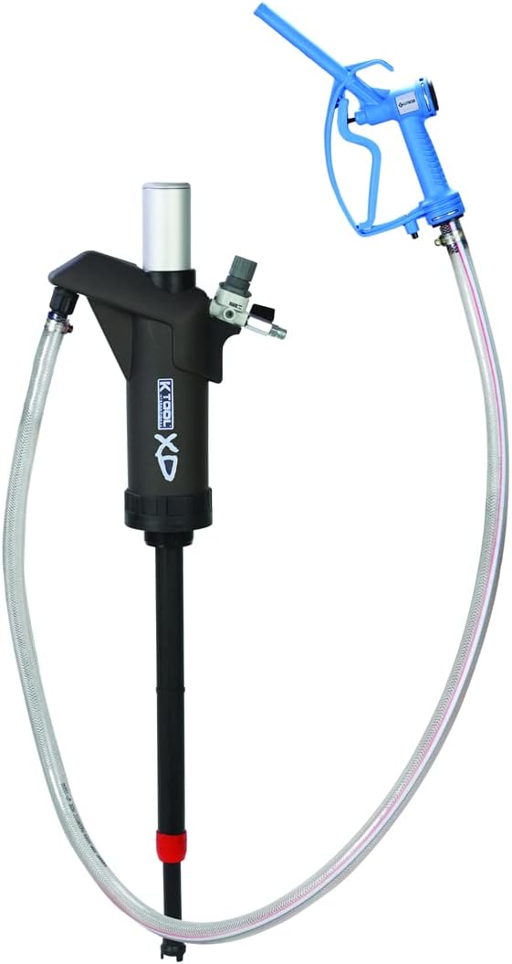 K Tool International XD72200 Pneumatic Automotive Fluid Transfer Pump for Garages, Repair Shops, and DIY, Up to 8GPM, Working Pressure 30-100 PSI, Antifreeze, Hydraulic Oils, Lubricants, Black/Blue