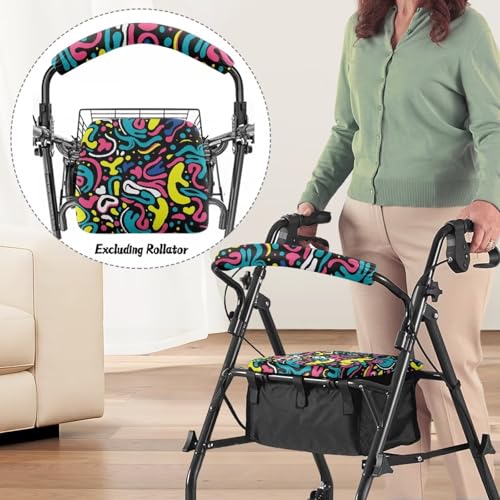 Image of Abstract Rollator Walker Seat and Backrest Covers Universal Accessories for Rollator Walkers Soft Stylish Walkers for Seniors with Seat Cover for Ladies