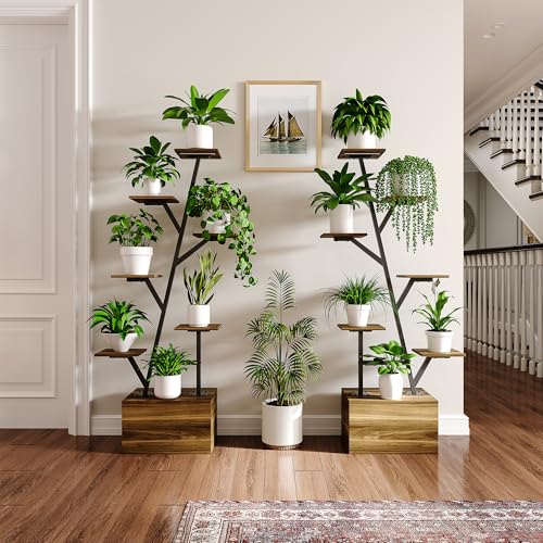 Caluself Soporte para plantas con estampado de leopardo, lámpara de crecimiento y espacio de almacenamiento, dos piezas por caja, armario de almacenamiento