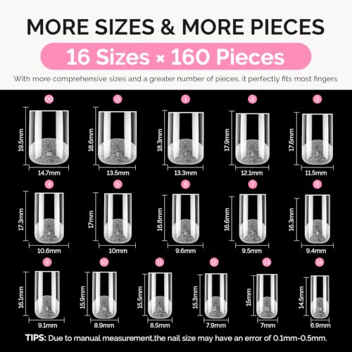 Image of MelodySusie Short Square X Nail Tips - 16 Sizes 160 Pcs