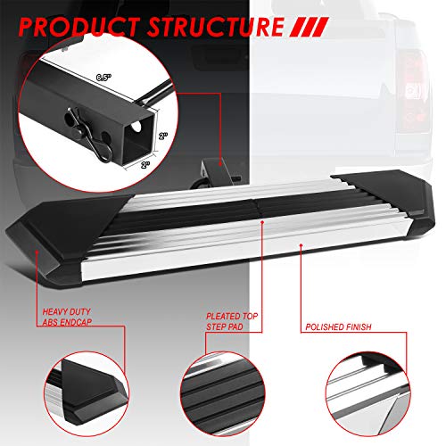 Class Iii Universal 35 Inches Rear Bumper Tow Hitch Step For 2 Inches Receiver, Stainless Steel, Chrome Polished #TOP1