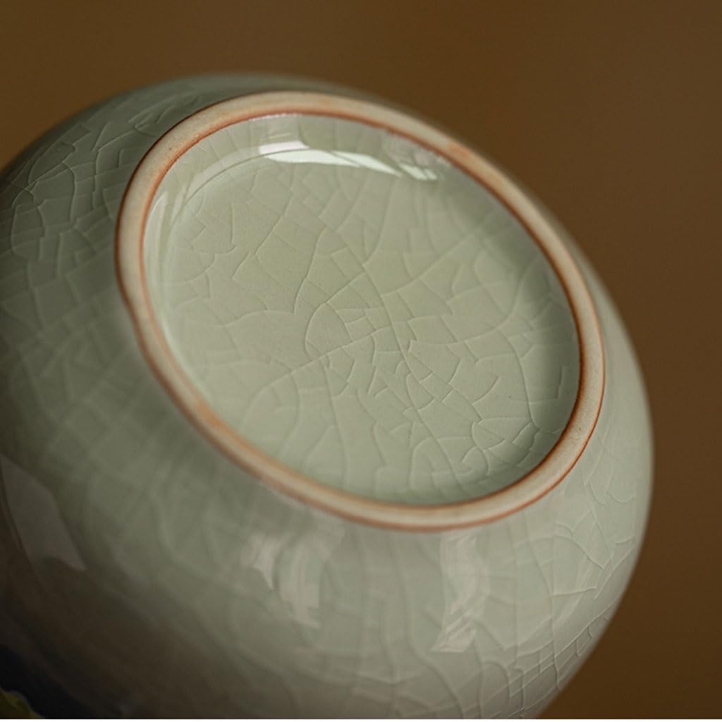 Pojemniki na herbatę na sypką herbatę Biała porcelana Ręcznie malowana dekoracja wnętrz Pojemnik na herbatę Ceramiczny pojemnik na biurko Uszczelniony drewniany pojemnik z pokrywką(D)