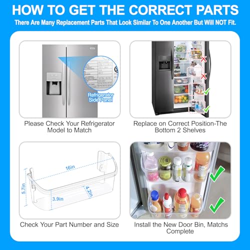 Image of UPGRADED 242126602 Refrigerator Door Bin Shelf Replacement For Frigidaire Shelf Replacement - Side Shelf Rack Parts LFSS2612TF4 Frigidaire Door Bin AP6278233 PS12364199, Fit Bottom Replacement Shelves
