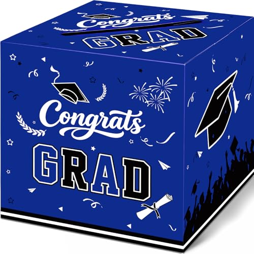 Image of 9.45Inch Large Blue Black Graduation Card Box, Back to School Gifts | Ideal 2026 Grad & Back to School Gifts, Fits High School, College & Masters, Dorm Decor & Party Favors For Class of 2026