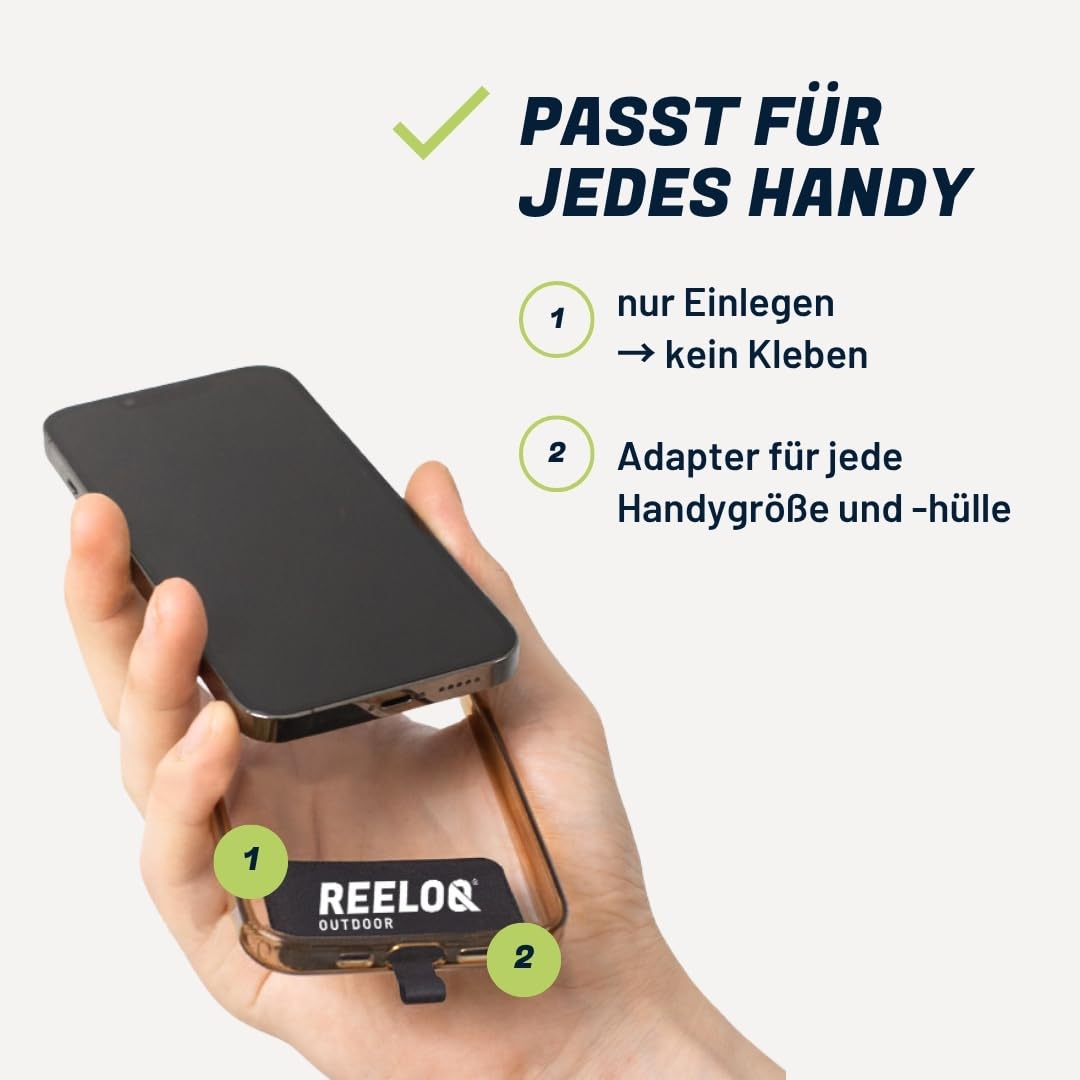 REELOQ PRO Sécurisation pour smartphone, incl. pochette de sac à dos pour téléphone portable et corde de sécurité enroulable pour téléphone portable, Noir , 9 cm x 16 cm