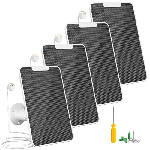 Image of Premium Solar Panel for Google Nest Camera, 5W Camera Solar Panel Power for Google Nest Cam Outdoor & Indoor (Battery Version), Special Made for Google Nest Cam, IP65 Waterproof, w/ 13ft Cable, 4 Pack