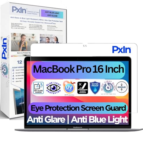Image of Pxin Blue Light Blocking Screen Protector Compatible with MacBook Pro 16 inch, Anti-Blue Light Blocking & Anti-Glare Laptop Screen Protector