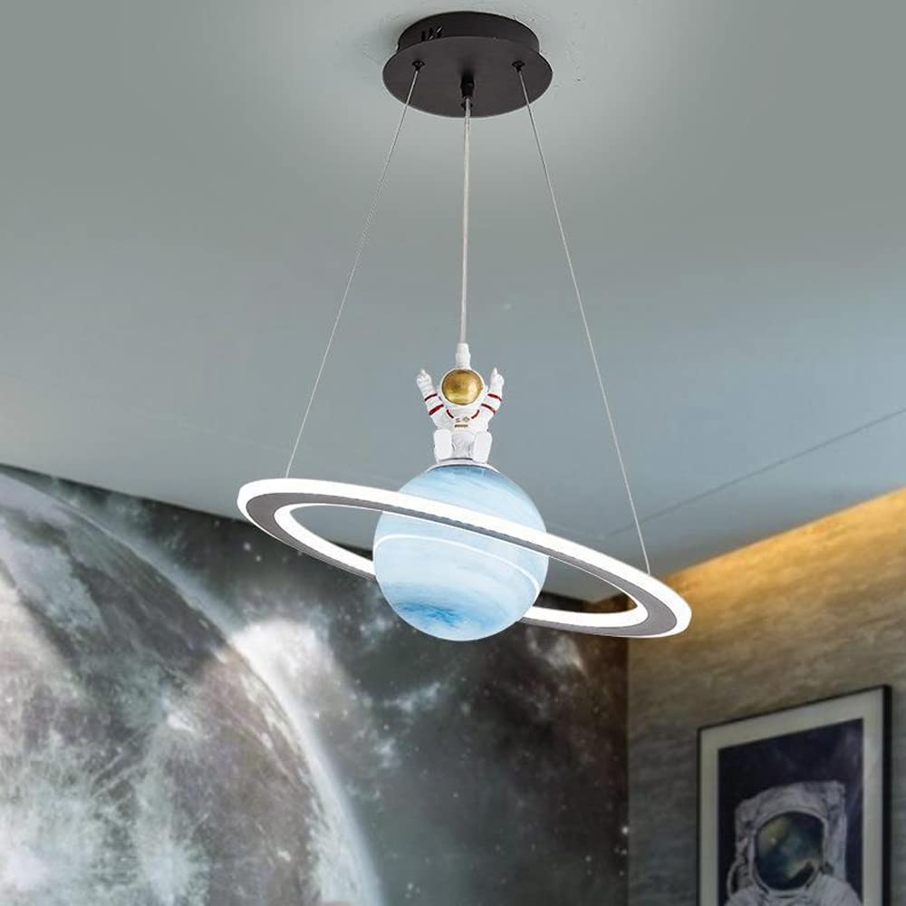 Astronaut Modern Pendant Light, Dimmable Creative LED Kids Room Planet Hanging Chandelier, Nursery Ceiling Lighting, LED Children's Room Lam (3 Colour Dimmable) Anniversary