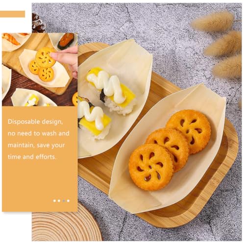 200 platos desechables pequeños de madera para sushi miniatura 5