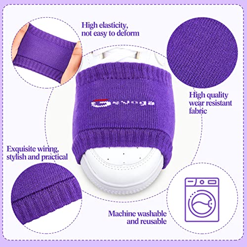 Geyoga Dance Shoe Covers Socks for Dancing on Smooth Floors over Sneakers Protecting Knee(2 Pairs,Rose Red, Purple)4