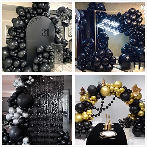 Image of 412pcs Black Balloons 18 12 10 5 Inch Black Balloon Garland Arch Kit Different Sizes Matte Latex Balloons for Baby Shower Birthday Wedding Party Decorations