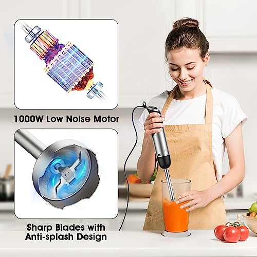 Koios Upgraded Immersion Blender Handheld, 1000W 12-Speed 5 In 1 Hand Mixer Stick Blender With 304 Stainless Steel Blade, Food Processor, Beaker, Egg Whisk And Milk Frother,Bpa-Free, For Smoothies Purée Baby Food #TOP3