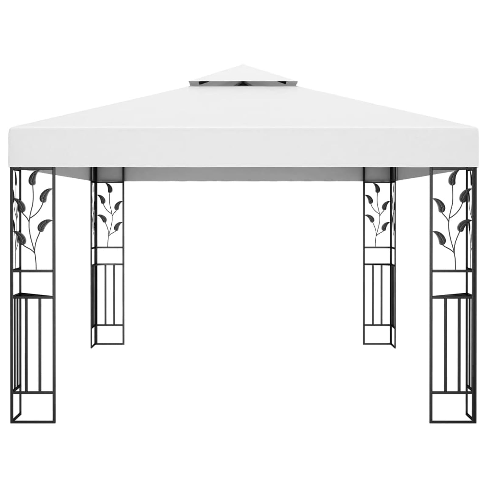 ARKEM Gazebo con Tetto Doppio e Stringa di Luci LED 3x4 m Bianco,Gazebo Pergola Con Telo Impermeabile Richiudibile E Struttura Rettangolare In Acciaio Inossidabile Ad Alta Densità, Per Arredo Giardino