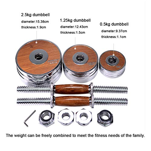 10 Kg Halter (paar) Fitnessapparatuur Voor Thuis Armspiertraining Halter Met Walnotenhouten Handvat Gratis Dumbbell Tray… - Afbeelding 5