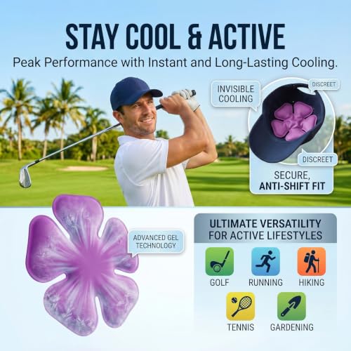 Image of Reusable Cooling Gel Ice Packs for Hats - Adjustable Purple Nylon Cold Therapy Headband for Hard Hats & Sun Hats, 4-Hour Relief for Migraine, Heat Stroke & Construction Workers (2 Pack)
