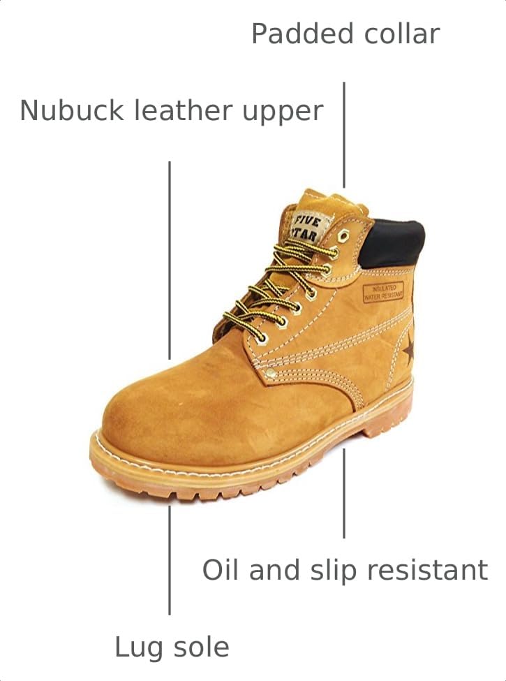 Image of G6A33S Men's Nubuck Leather Tan 6 inch Lug Sole Slip Resisant Work Boots Width: Wide (W 2E)