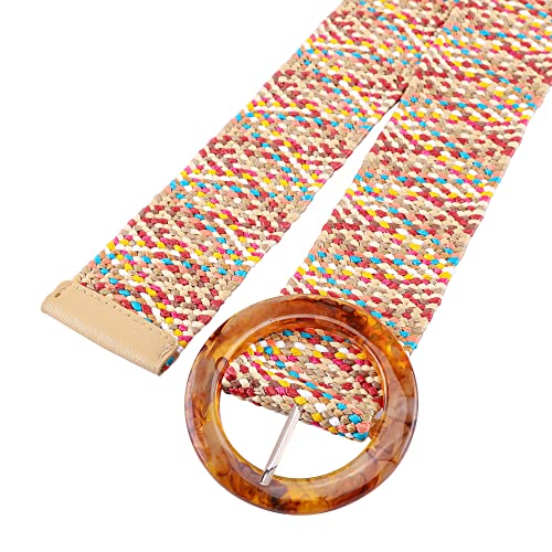 Ayliss Straw Woven Elastic Stretch Waist Belt Fashion Women Skinny Dress Belt Waist Dress Band Straw Woven Bohemian Belt (Colourful #2) #TOP5