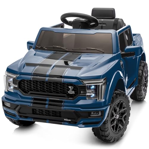Hikiddo Licensed Ford Shelby F-150 Kids Ride on Car Truck, 12V Toddler Electric Car for Kids Ages 3-6 w/Remote Control - Blue