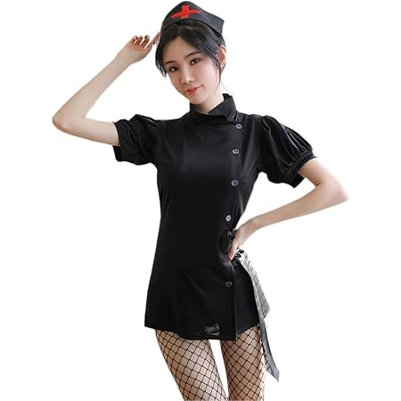 Amazon Co Jp Shlymp ナース服 看護婦 白衣の天使 セクシー コスプレ エロ 過激 エッチ な えろい ランジェリー ベビードール コス コスチューム ワンピース 可愛い かわいい アダルト 誘惑 下着 レディース 女性 仮装 制服 ミニスカート Tバック セット フリーサイズ 黒