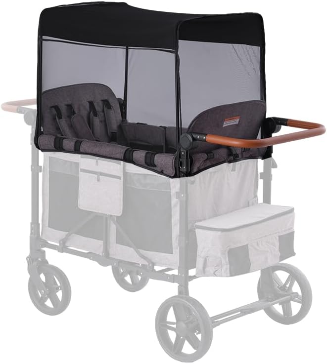 SeedFuture Mosquito Net Cover for W4 Stroller Wagon, Mosquito Net Compatible with WONDERFOLD W4 Black
