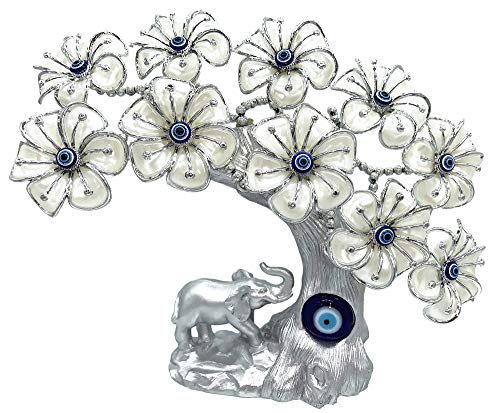 Blue Evil Eye Turkish Nazar Money Fortune Tree Lucky Elephant Design Protection Gift Home Decor Ornament