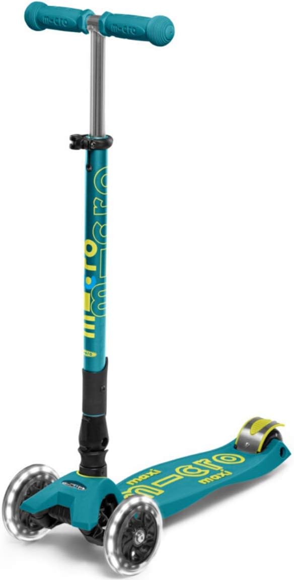 Micro Kickboard - Maxi Deluxe Foldable LED - Three Wheeled, Lean-to-Steer, Fold-to-Carry Swiss-Designed Micro Scooter for Kids with Motion-Activated Light-Up Wheels for Ages 5-12