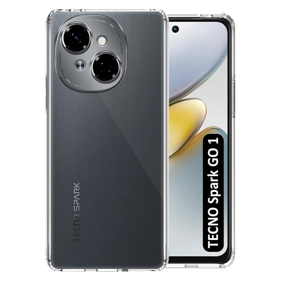 Image of Fashionury Crystal Clear Case for Tecno Spark GO 1 | Yellowing Resistance | Transparent TPU Silicone | Raised Camera Lips | Slim Transparent Cover