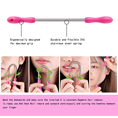 Kapmore Facial Hair Removal For Women,Spring Facial Hair Remover Eyebrow Razors Beveled Tweezers Threading Hair Removal Tool To Remove Hair On The Upper Lip, Chin, Cheeks, And Neck(Pink) #TOP2