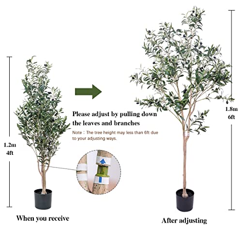 Veryhome Artificial Olive Tree 6Ft Tall Faux Plants Indoor, Realistic Faux Olive Tree Fake Plants For Living Room Decor Indoor & Outdoor Garden Decor, Artificial Plants For Housewarming Gift #TOP5