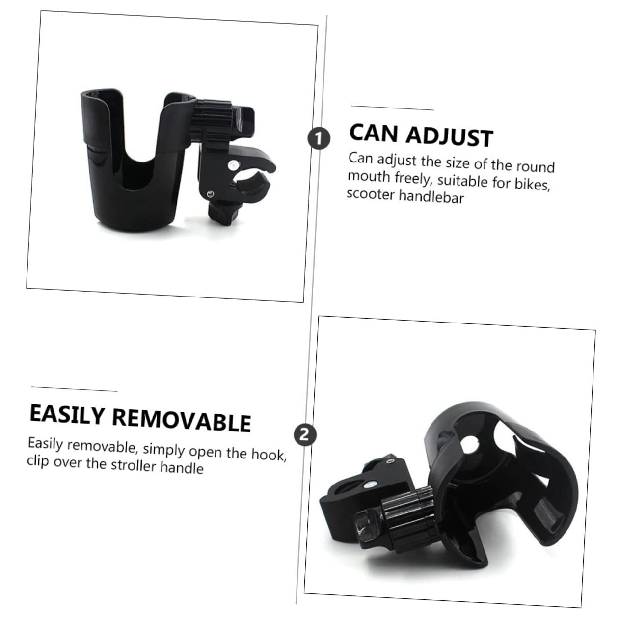 GARVALON Djustable Round Mouth Stroller Bottle Holder Bike Wheelchair Water Bottle Rack Easy Install for Handlebar