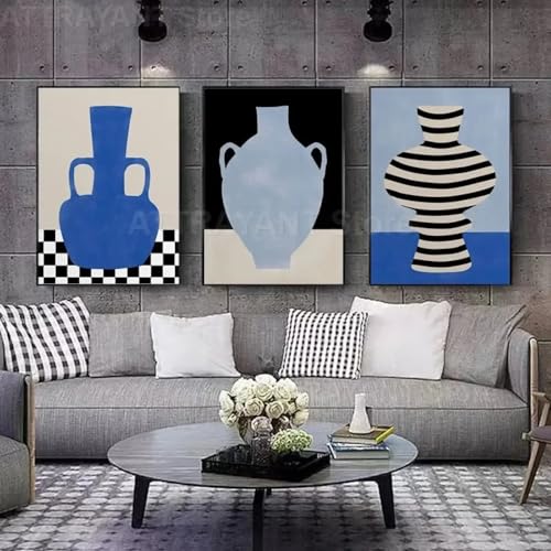 Cadre de salon sans déformation : triptyque de toiles affiches peinture moderne 30x45