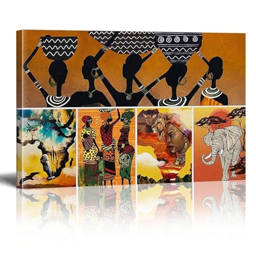 Peinture sur toile de femmes africaines 80x110 cm encadrée pour salon
